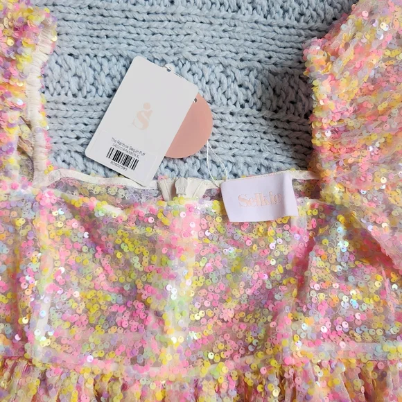 NWT Selkie The Rainbow Sequin Puff Dress - Picture 3 of 6